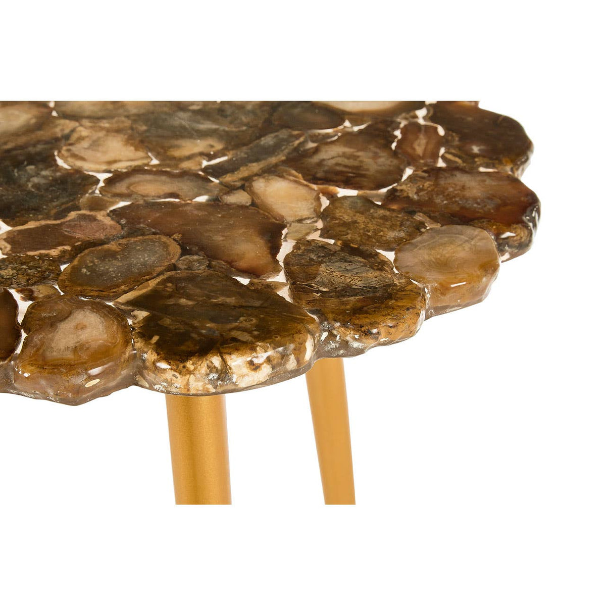 Relic Round / Brass Finish Legs Side Table.