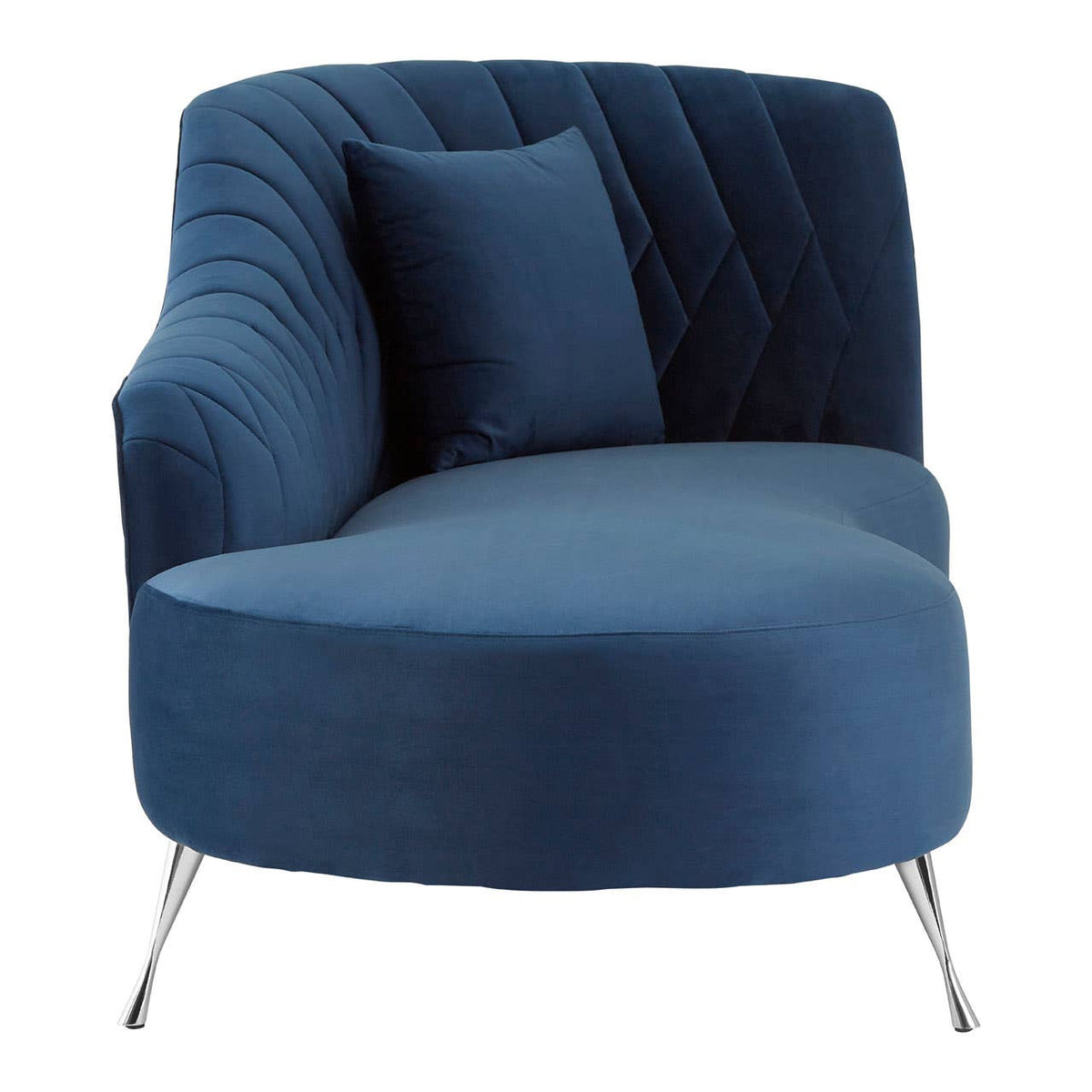Rene Dark Blue Velvet Right Arm Chaise Longue.