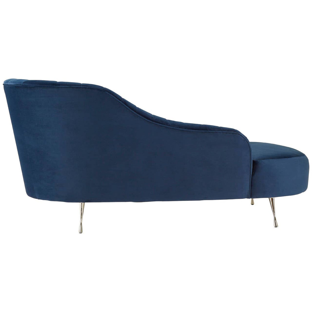 Rene Dark Blue Velvet Right Arm Chaise Longue.