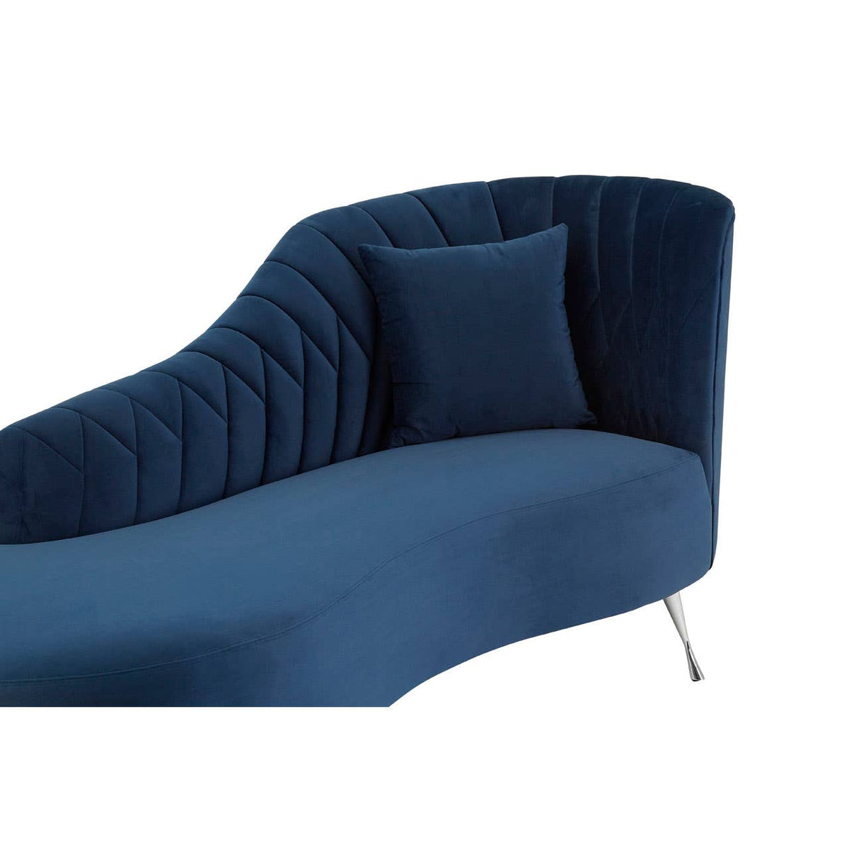 Rene Dark Blue Velvet Right Arm Chaise Longue.
