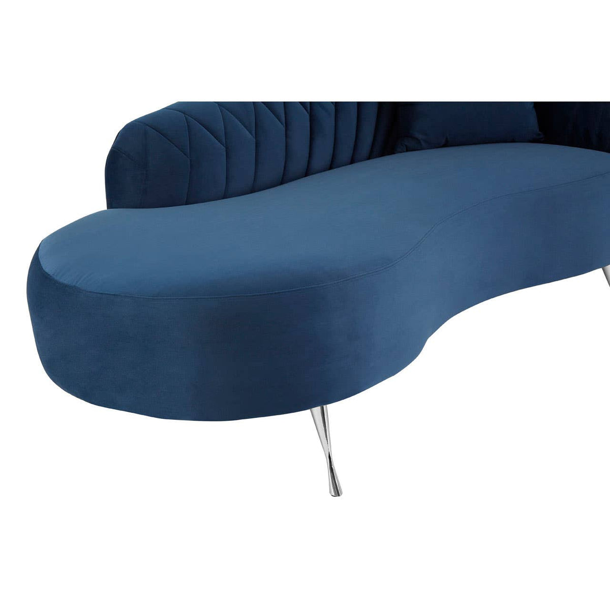 Rene Dark Blue Velvet Right Arm Chaise Longue.