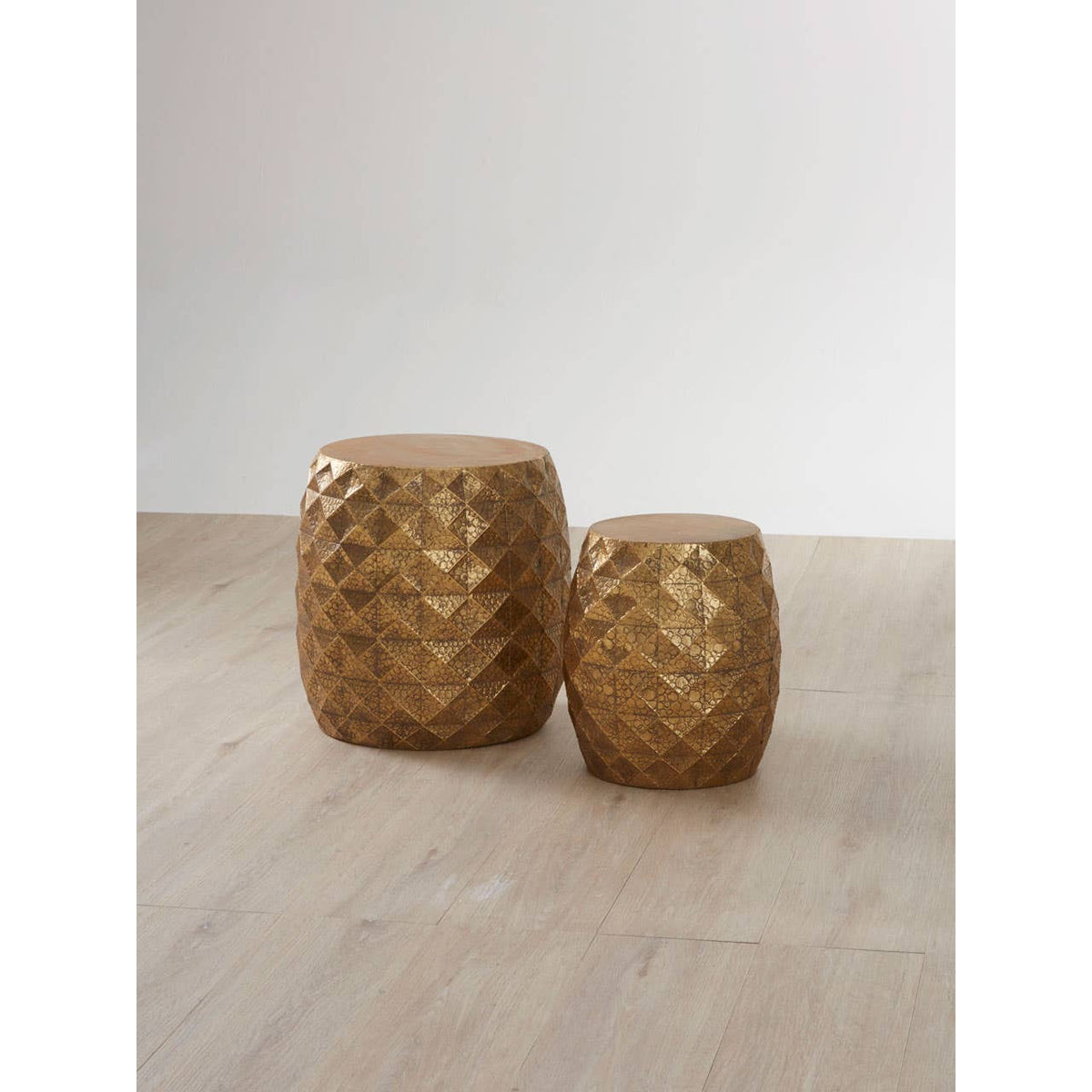 Reza Multi-Faceted Drum Stools.