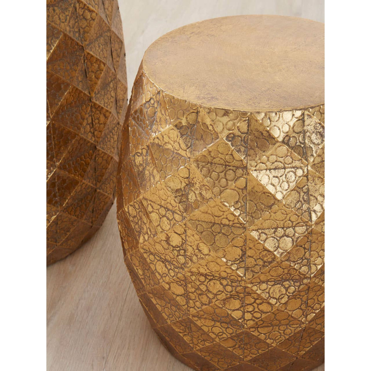Reza Multi-Faceted Drum Stools.