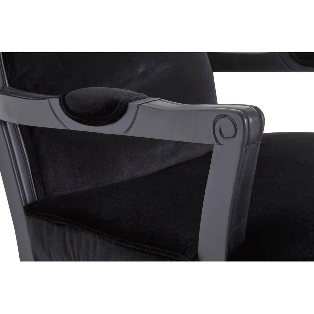 Rococo Black Shiny Velvet Chair & Footstool.