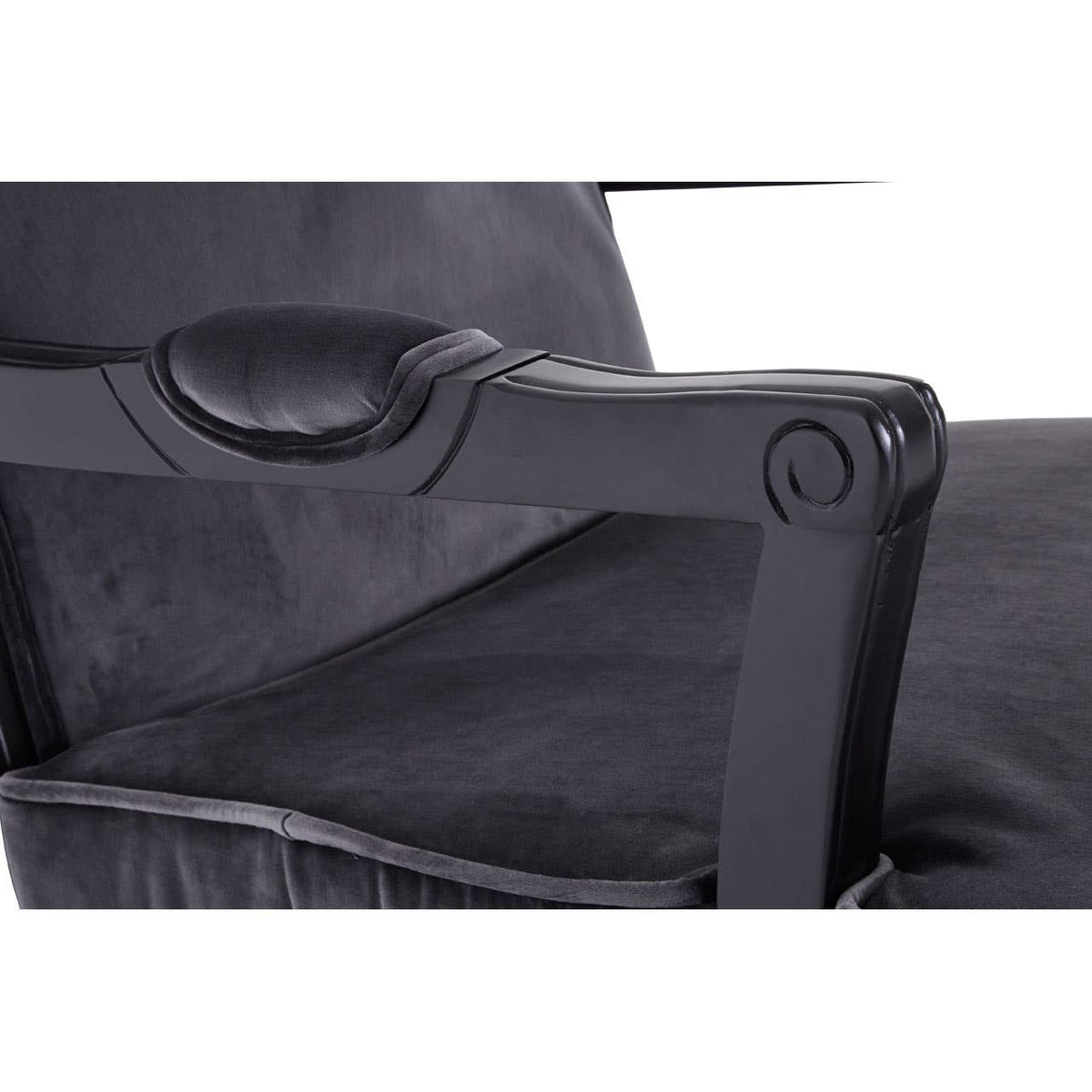 Rococo Grey Velvet Chair & Footstool.