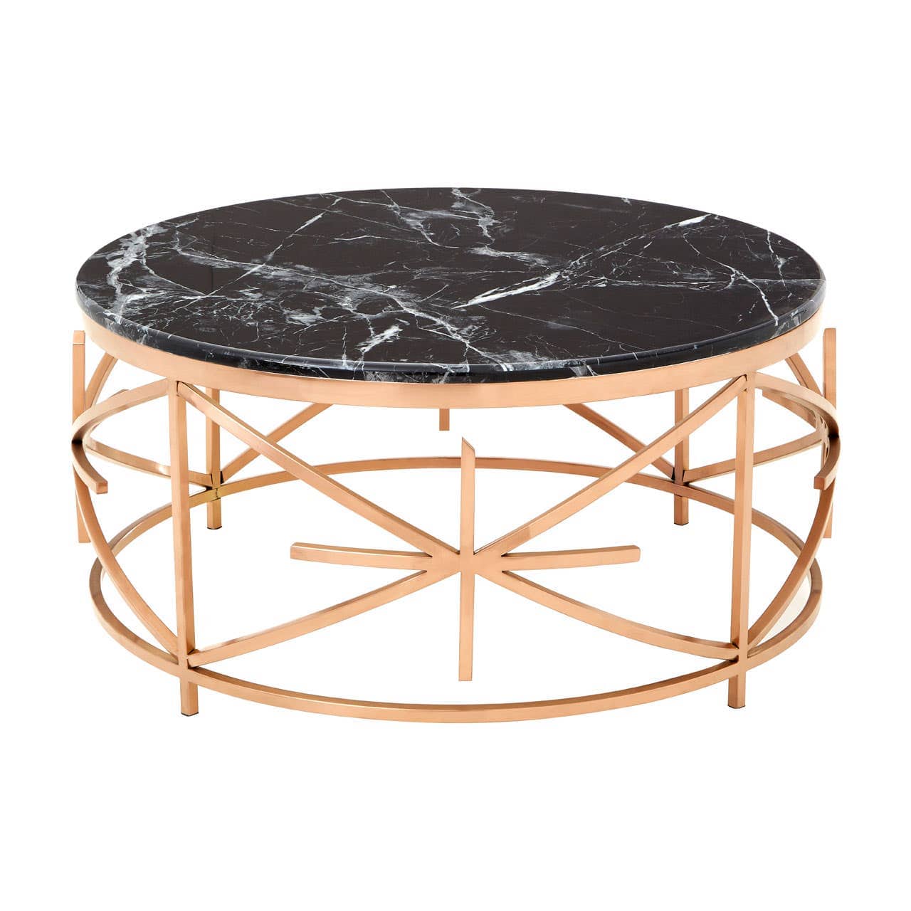 Noosa & Co. Living Ronaldo Black Marble and Rose Gold Coffee Table House of Isabella UK