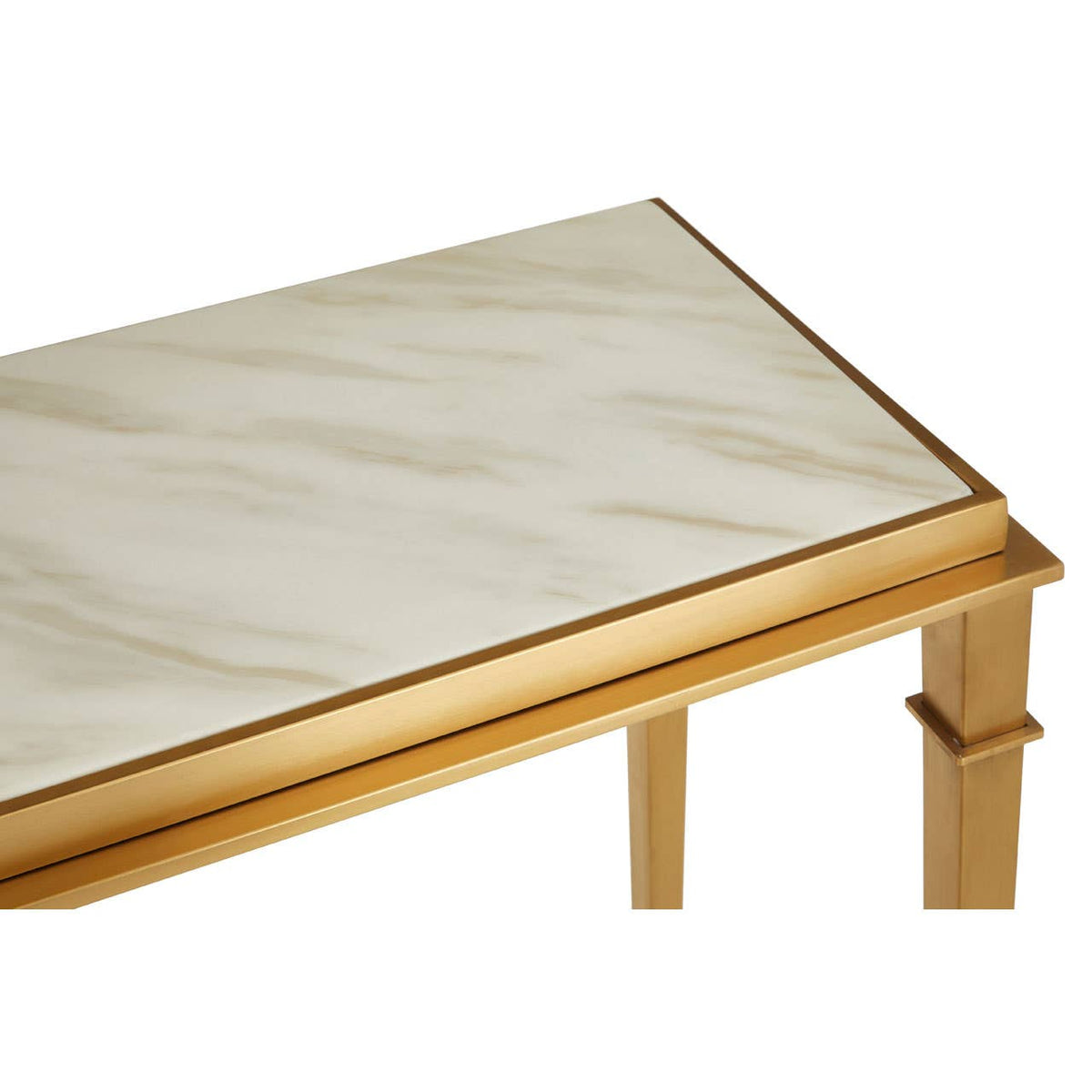 Ronaldo Console Table with White Marble Top.