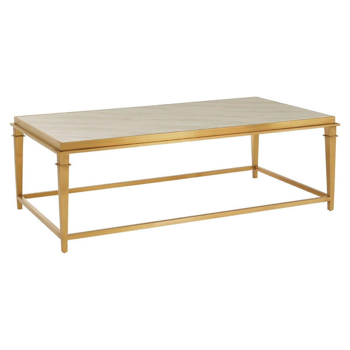 Ronaldo Rectangular Coffee Table with White Marble Top.