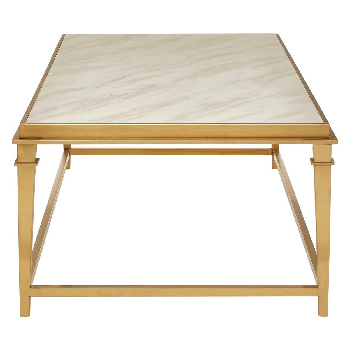 Ronaldo Rectangular Coffee Table with White Marble Top.