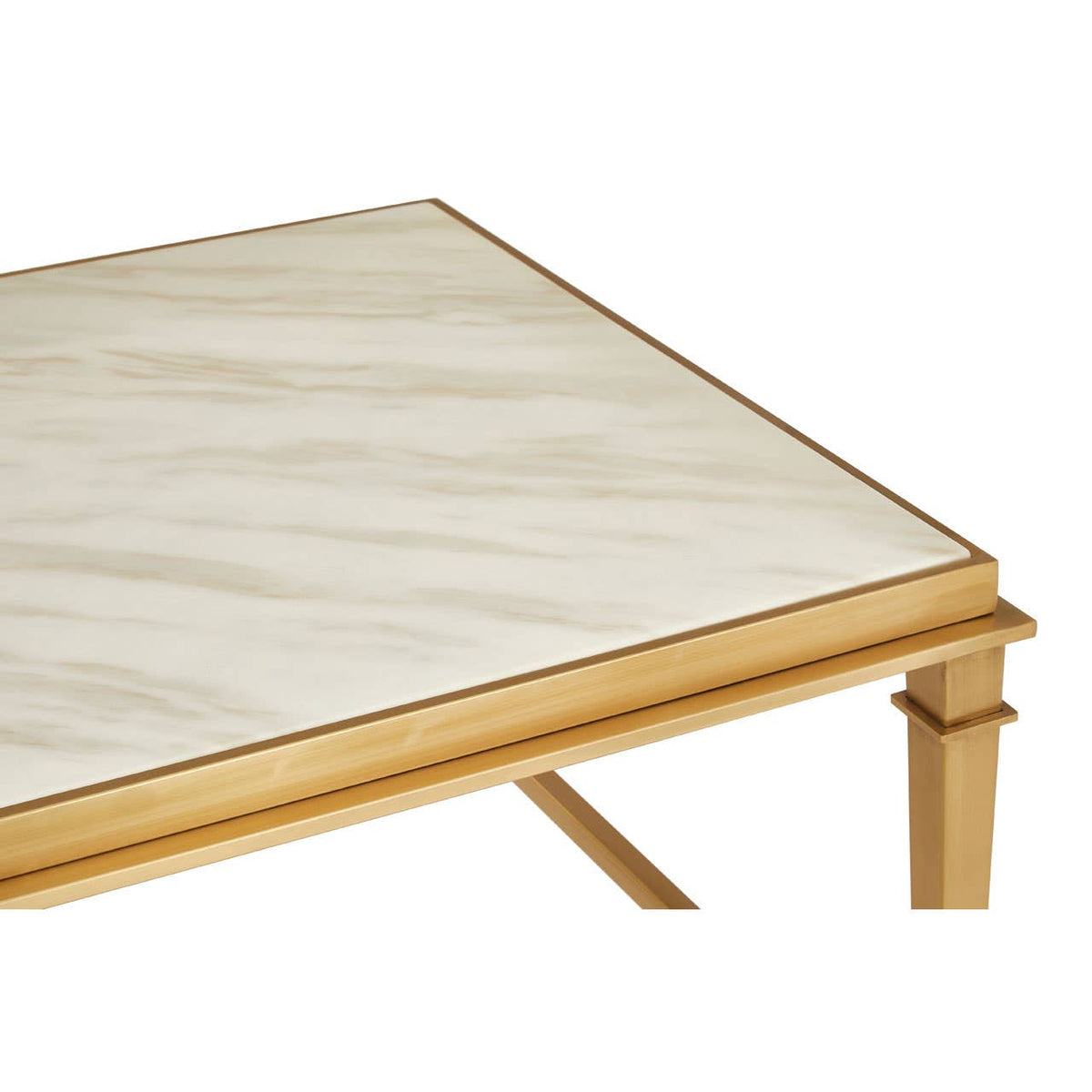 Ronaldo Rectangular Coffee Table with White Marble Top.