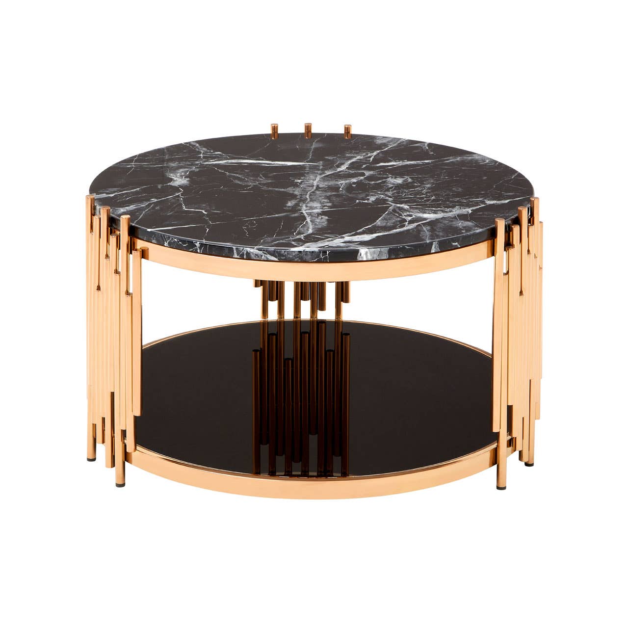 Noosa & Co. Living Ronaldo Rose Gold and Black Marble Coffee Table House of Isabella UK