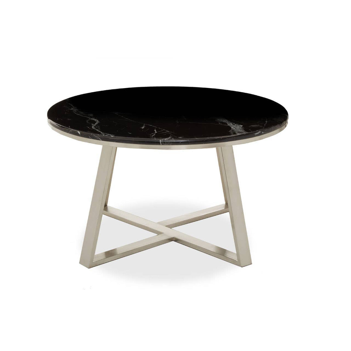 Ronaldo Round Coffee Table With Black Marble Top.