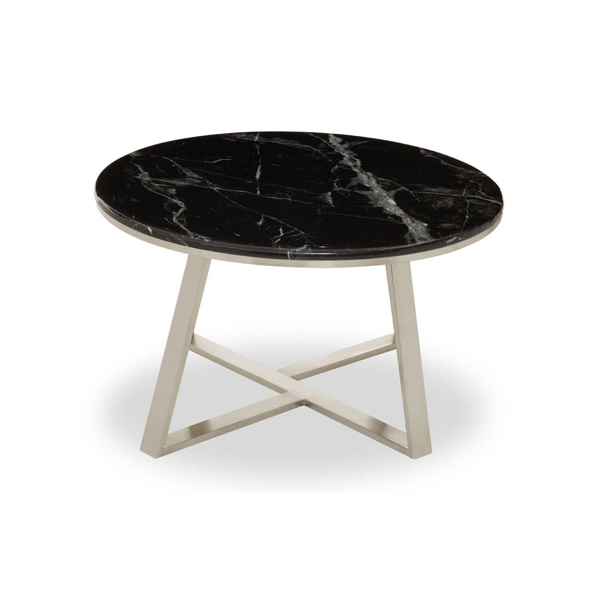 Ronaldo Round Coffee Table With Black Marble Top.