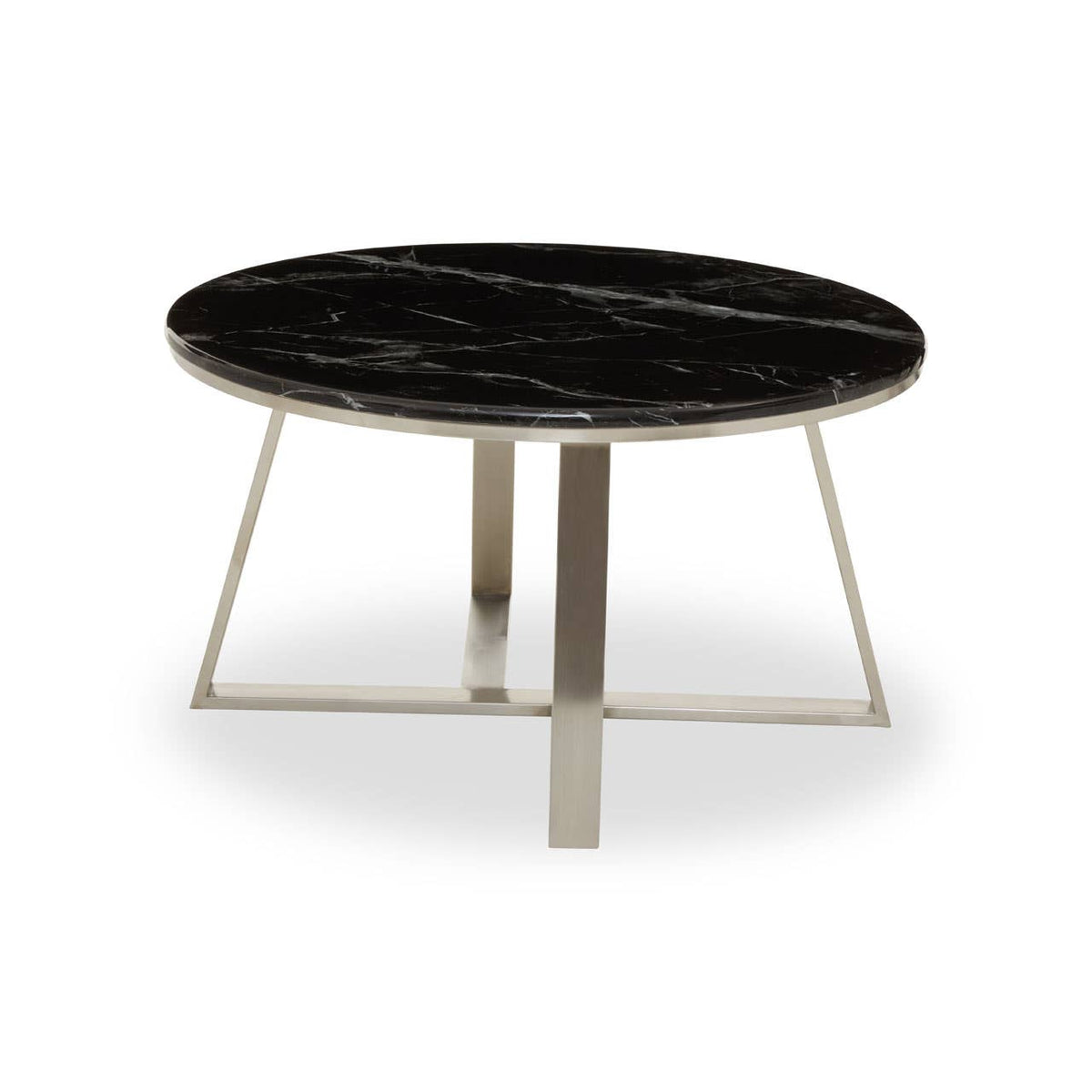 Ronaldo Round Coffee Table With Black Marble Top.