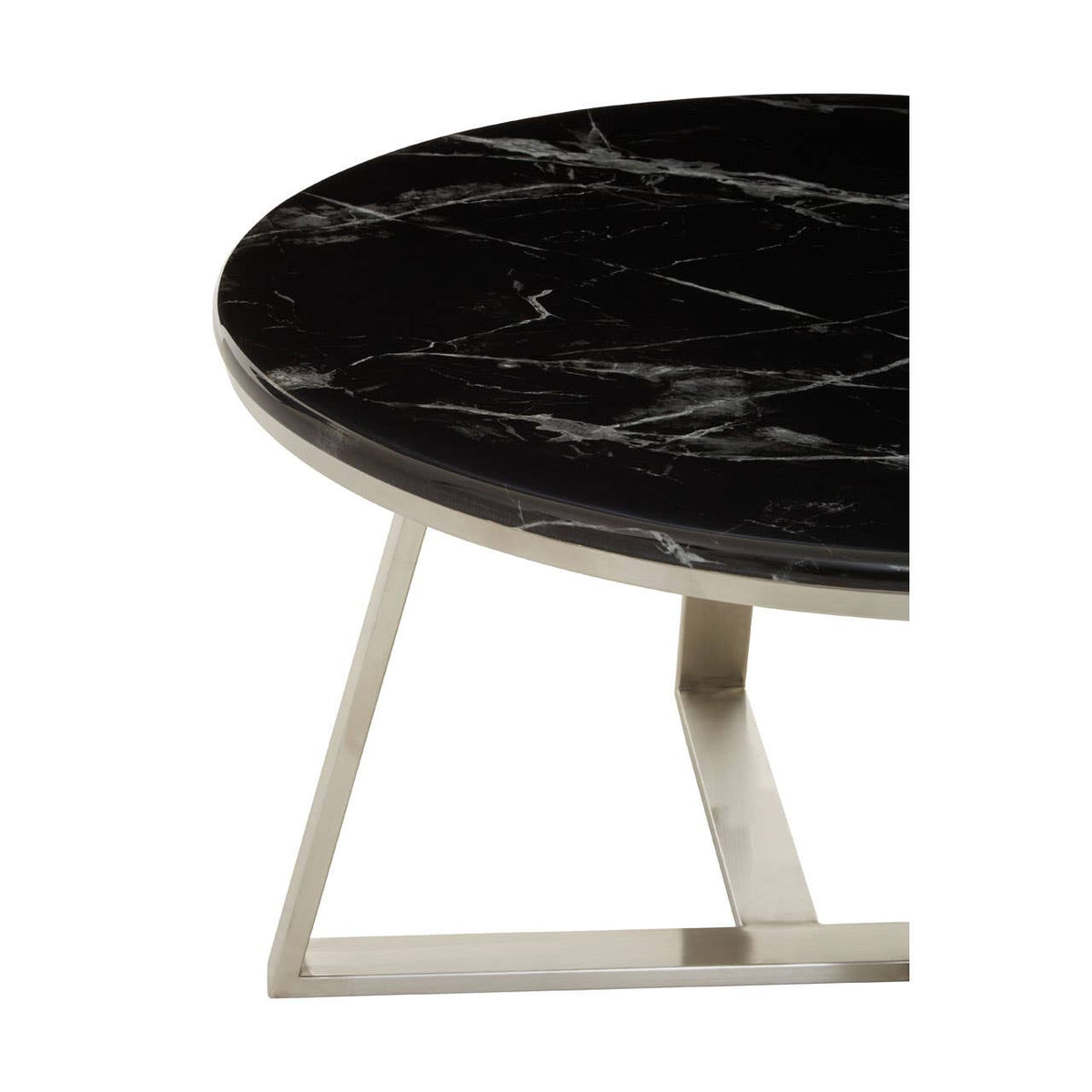 Ronaldo Round Coffee Table With Black Marble Top.