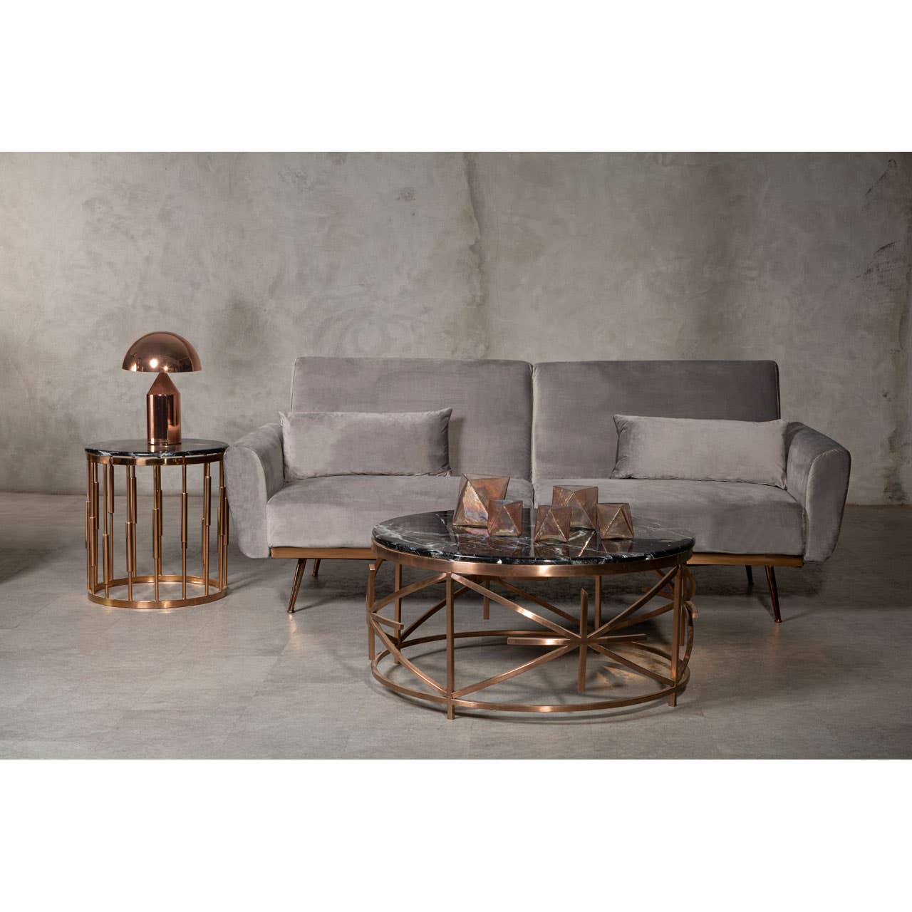 Noosa & Co. Living Ronaldo Round Copper Finish Side Table House of Isabella UK