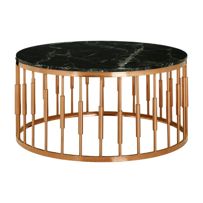 Noosa & Co. Living Ronaldo Round Marble Top and Rose Gold Coffee Table House of Isabella UK