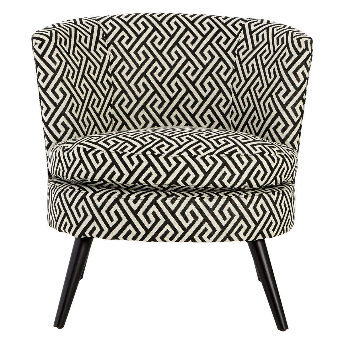 Round Black And White Greek Key Armchair.
