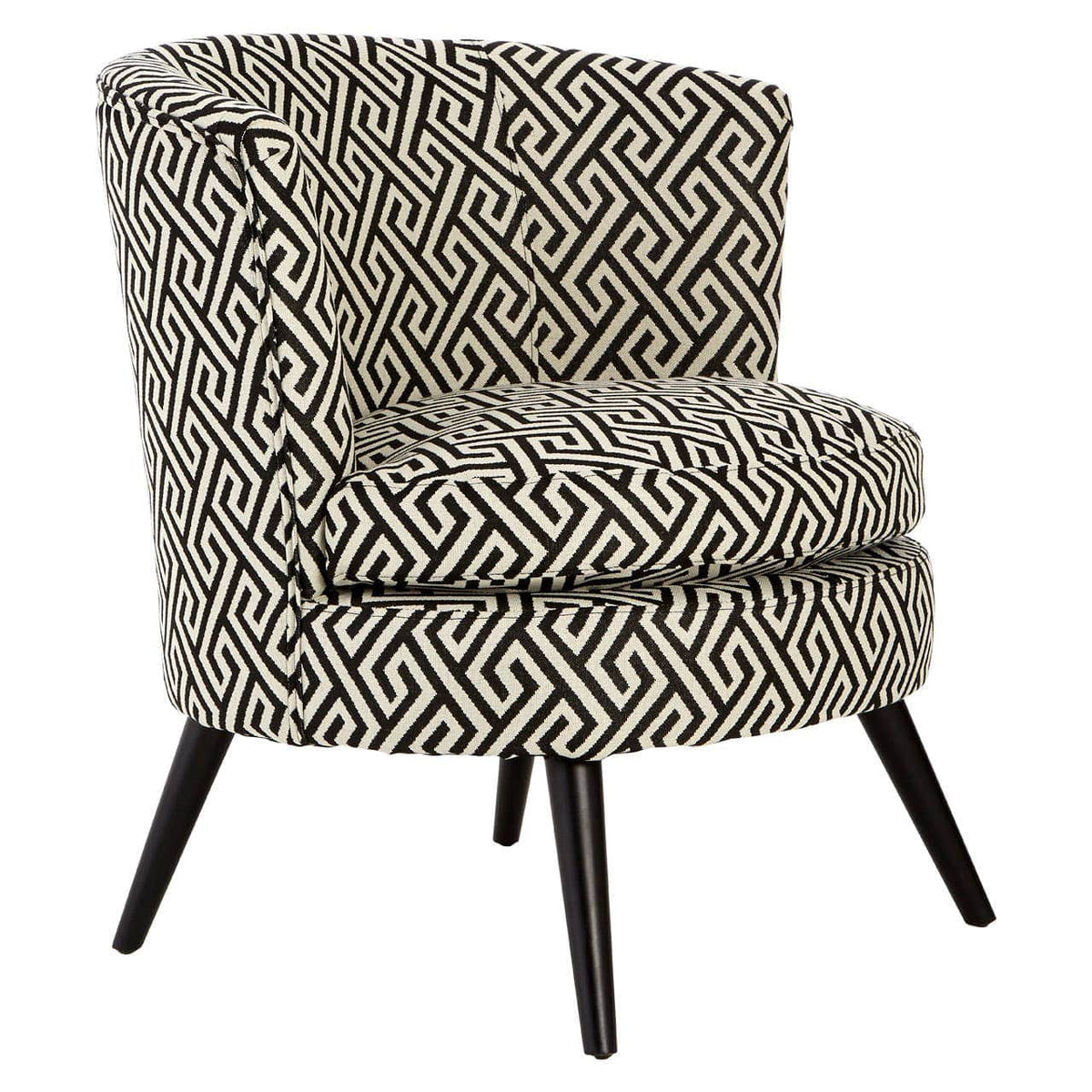 Round Black And White Greek Key Armchair.