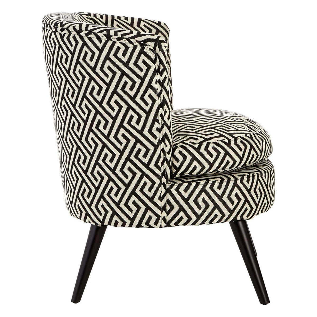 Round Black And White Greek Key Armchair.