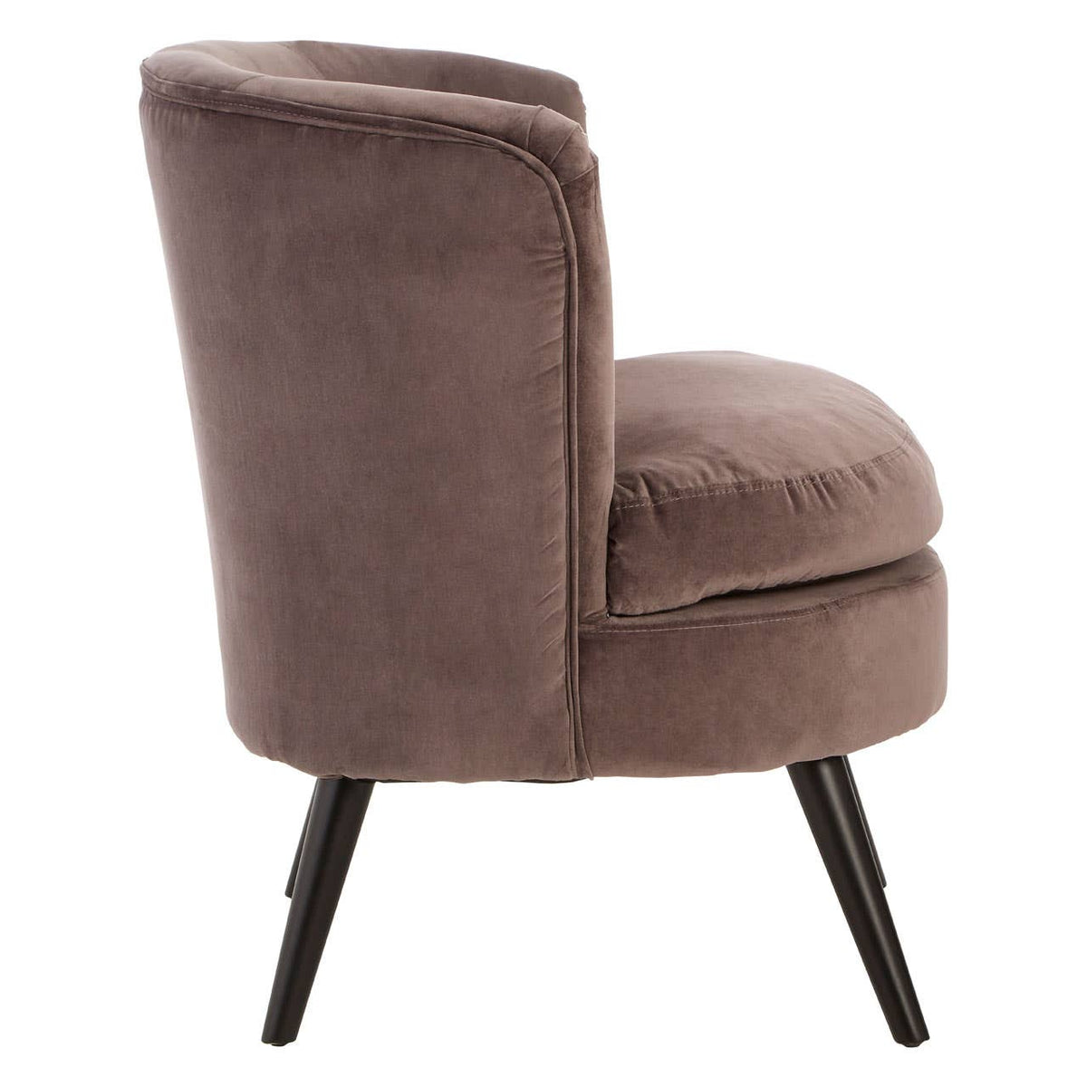 Round Grey Velvet Plush Armchair.