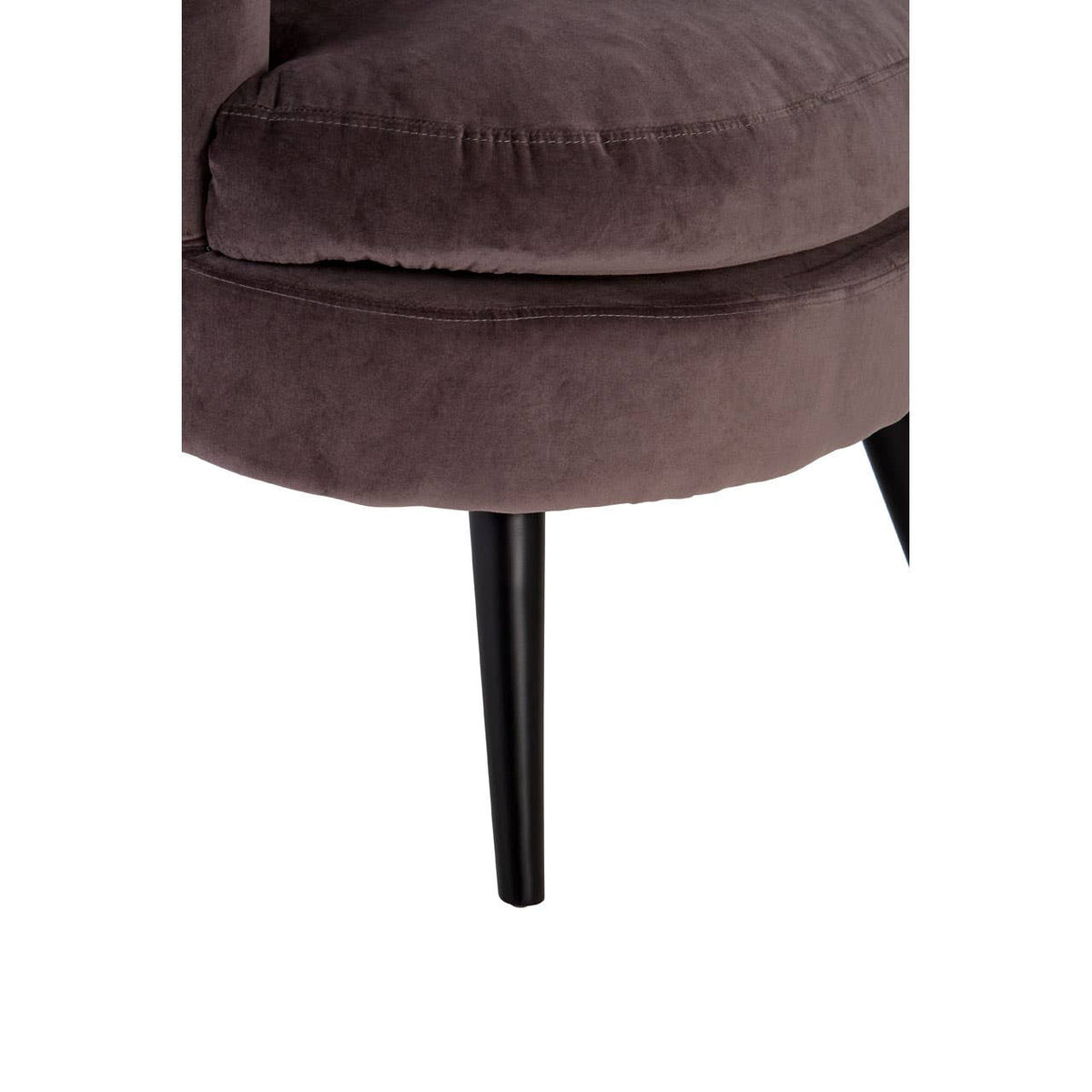 Round Grey Velvet Plush Armchair.