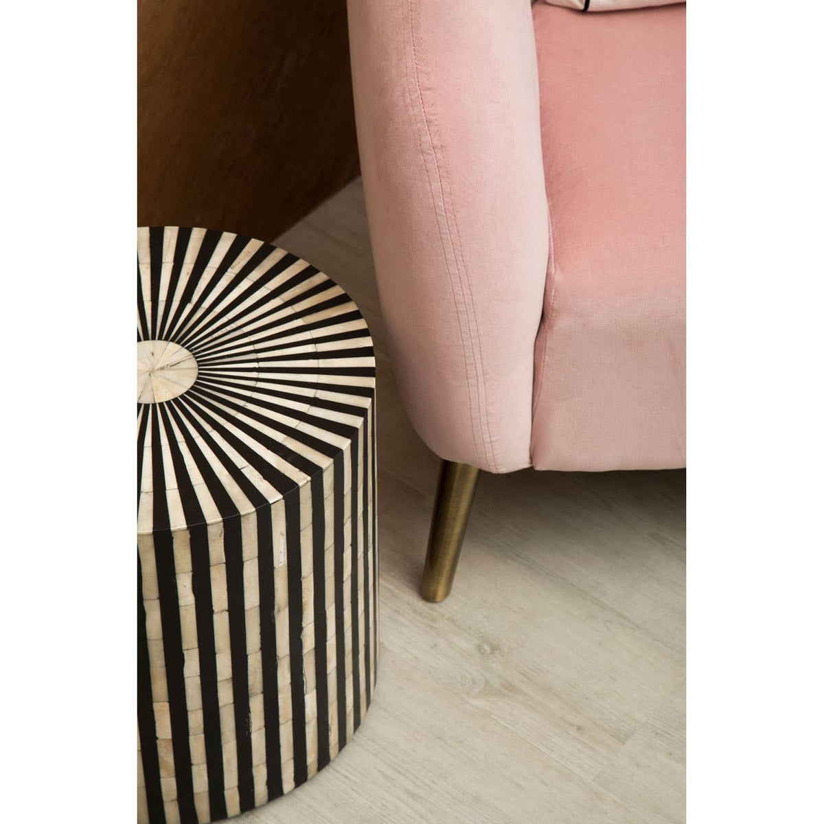 Round Pink Velvet Plush Armchair.
