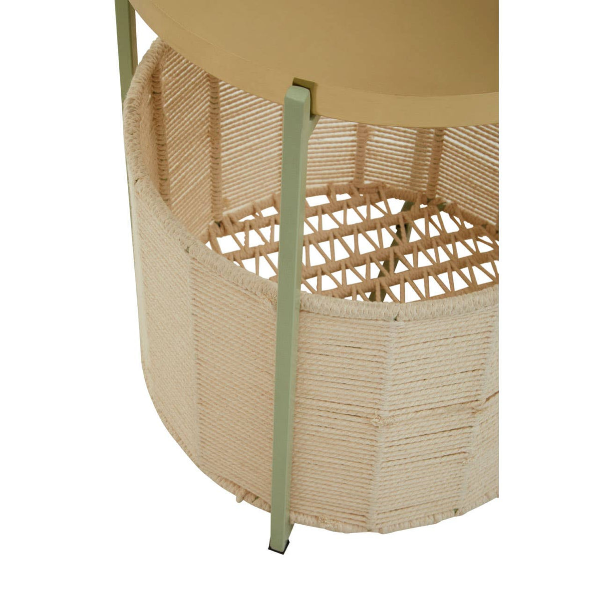 Sabia Green And Gold Iron And Cotton Two Tier Side Table.