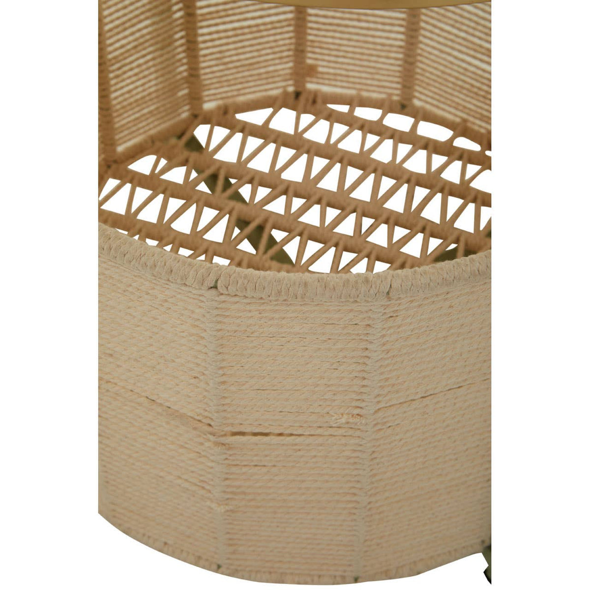 Sabia Green And Gold Iron And Cotton Two Tier Side Table.