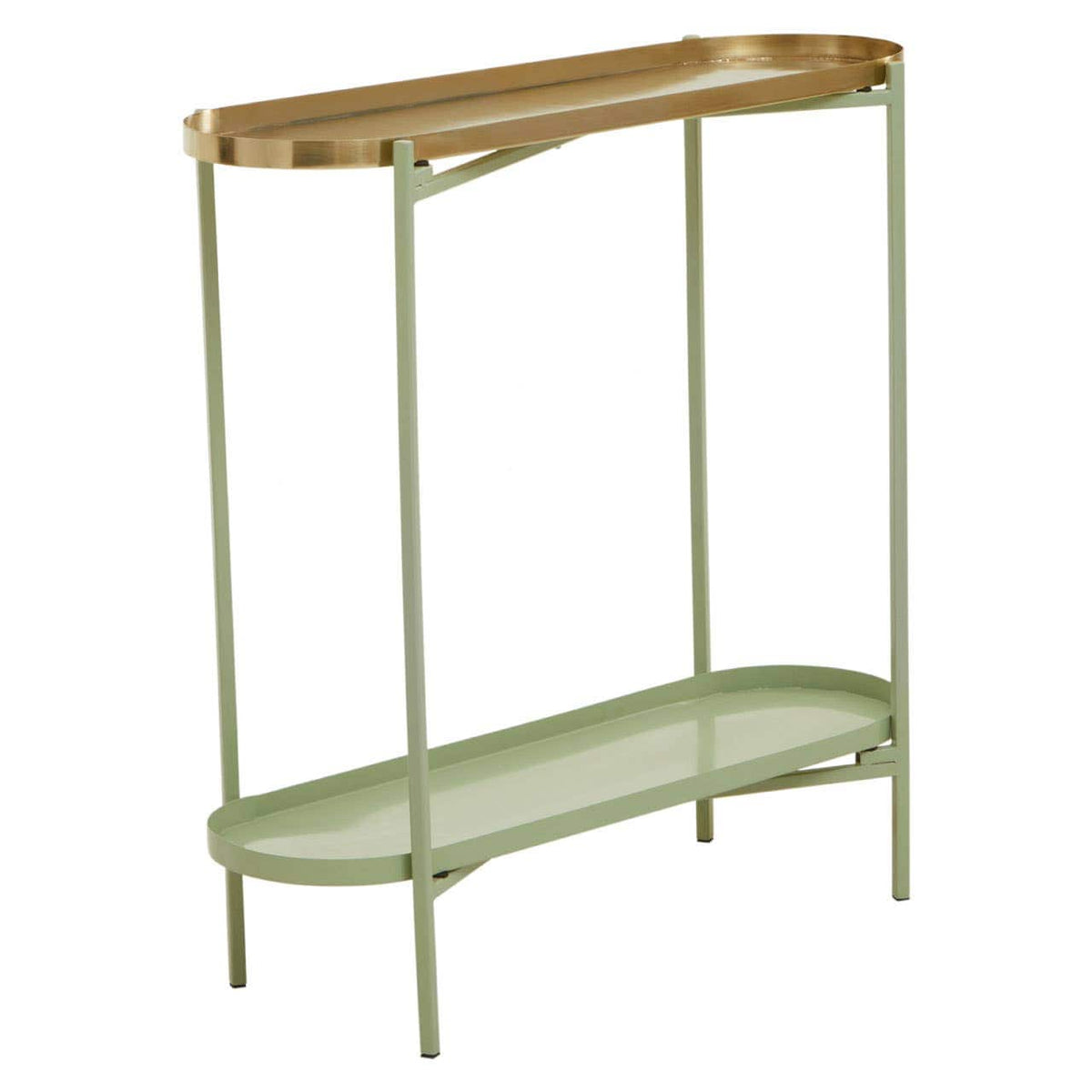 Sabia Green And Gold Iron Console Table.