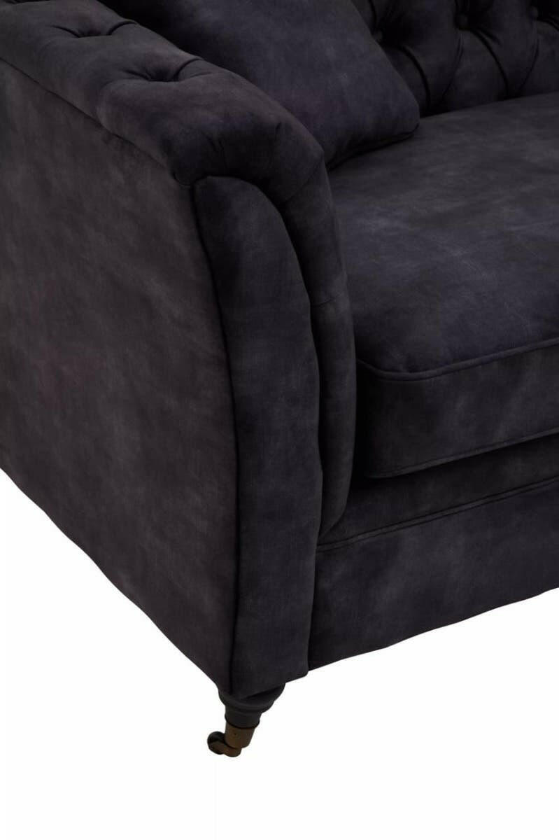 Sabrina Three Seat Grey Velvet Sofa.