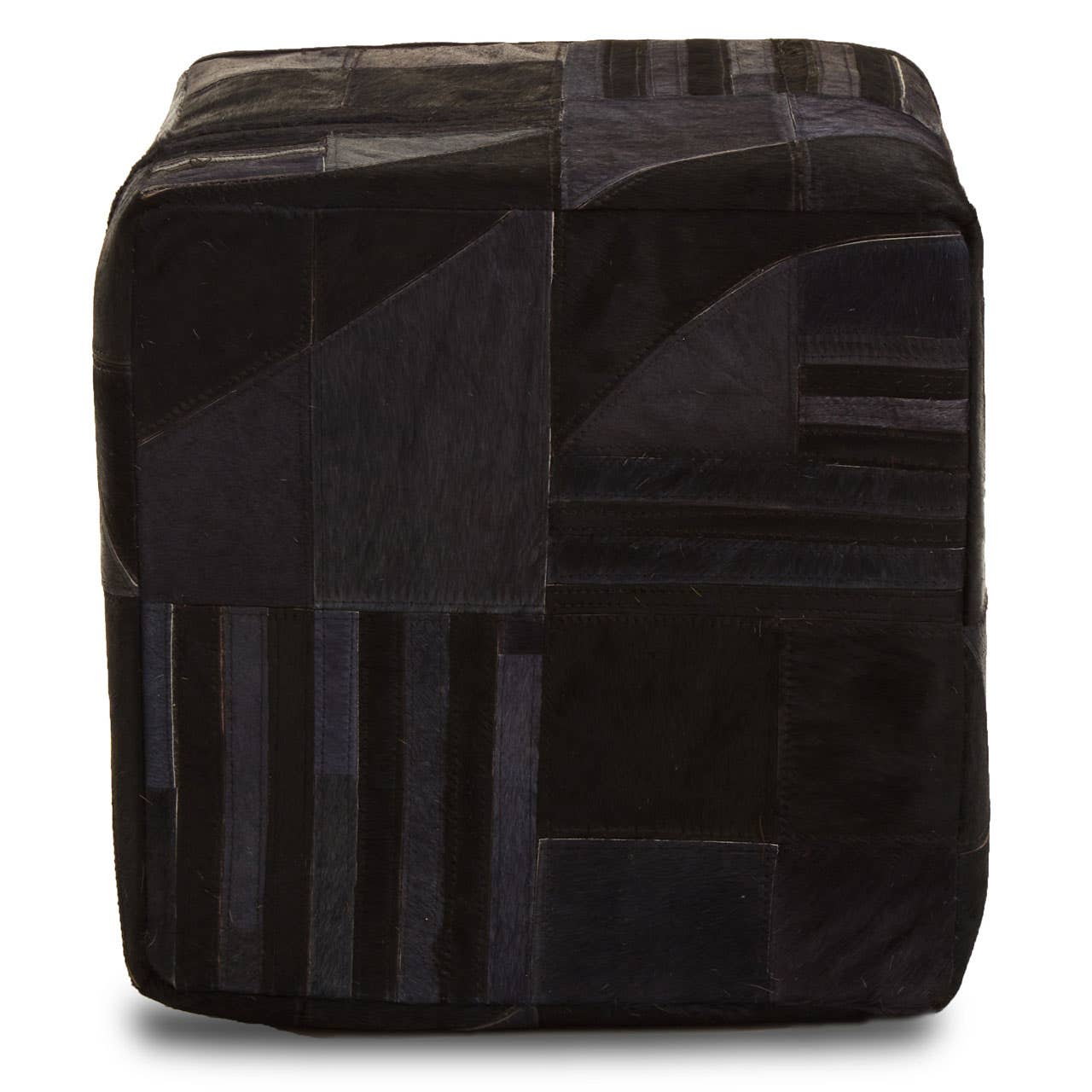 Noosa & Co. Living Safira Black And Grey Leather Pouffe House of Isabella UK