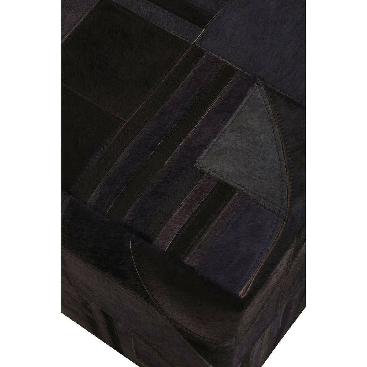 Safira Black And Grey Leather Pouffe.