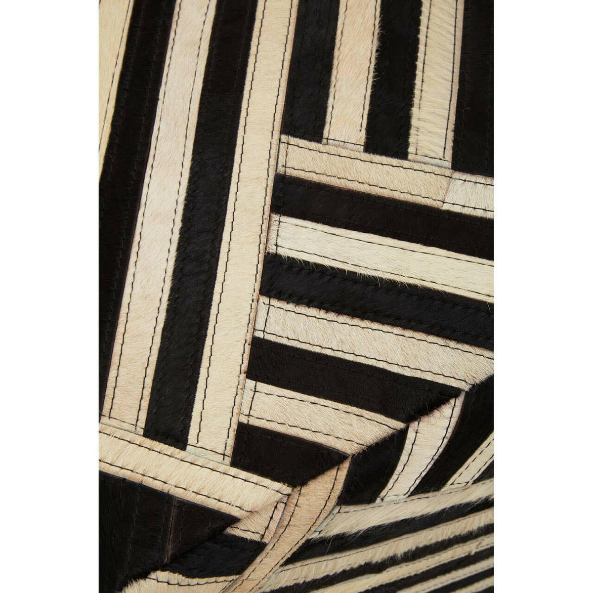 Safira Black And White Leather Pouffee.