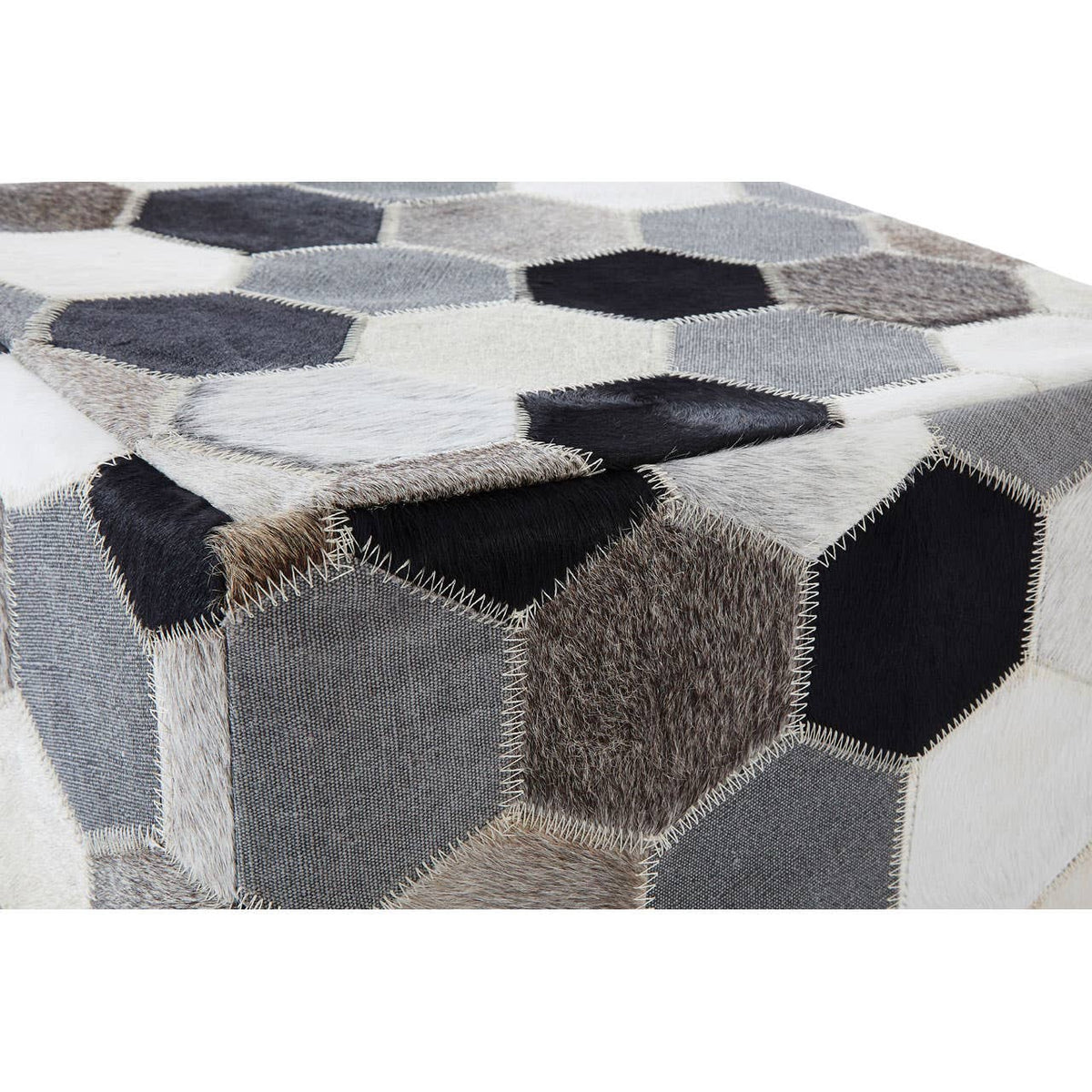 Safira Black / White / Grey Patchwork Pouffe.