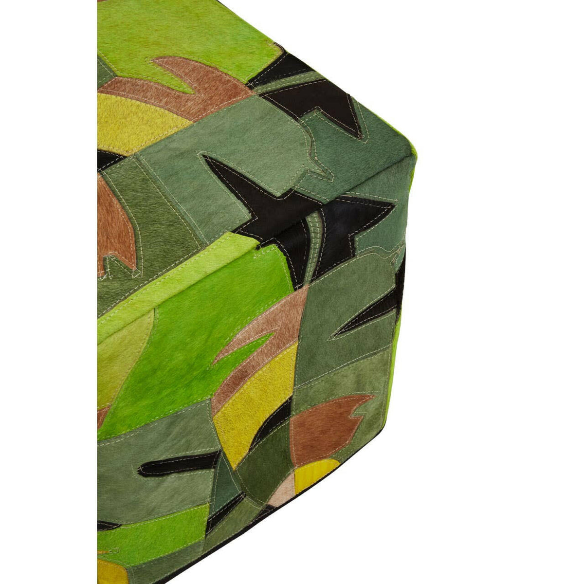 Safira Botanical Leather Pouffee.