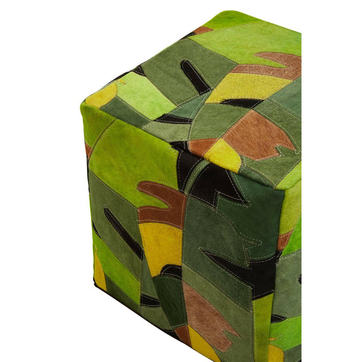 Safira Botanical Leather Pouffee.