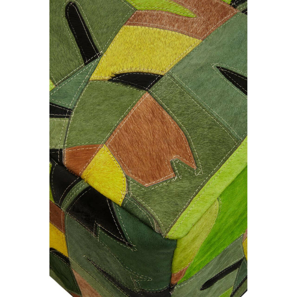 Safira Botanical Leather Pouffee.