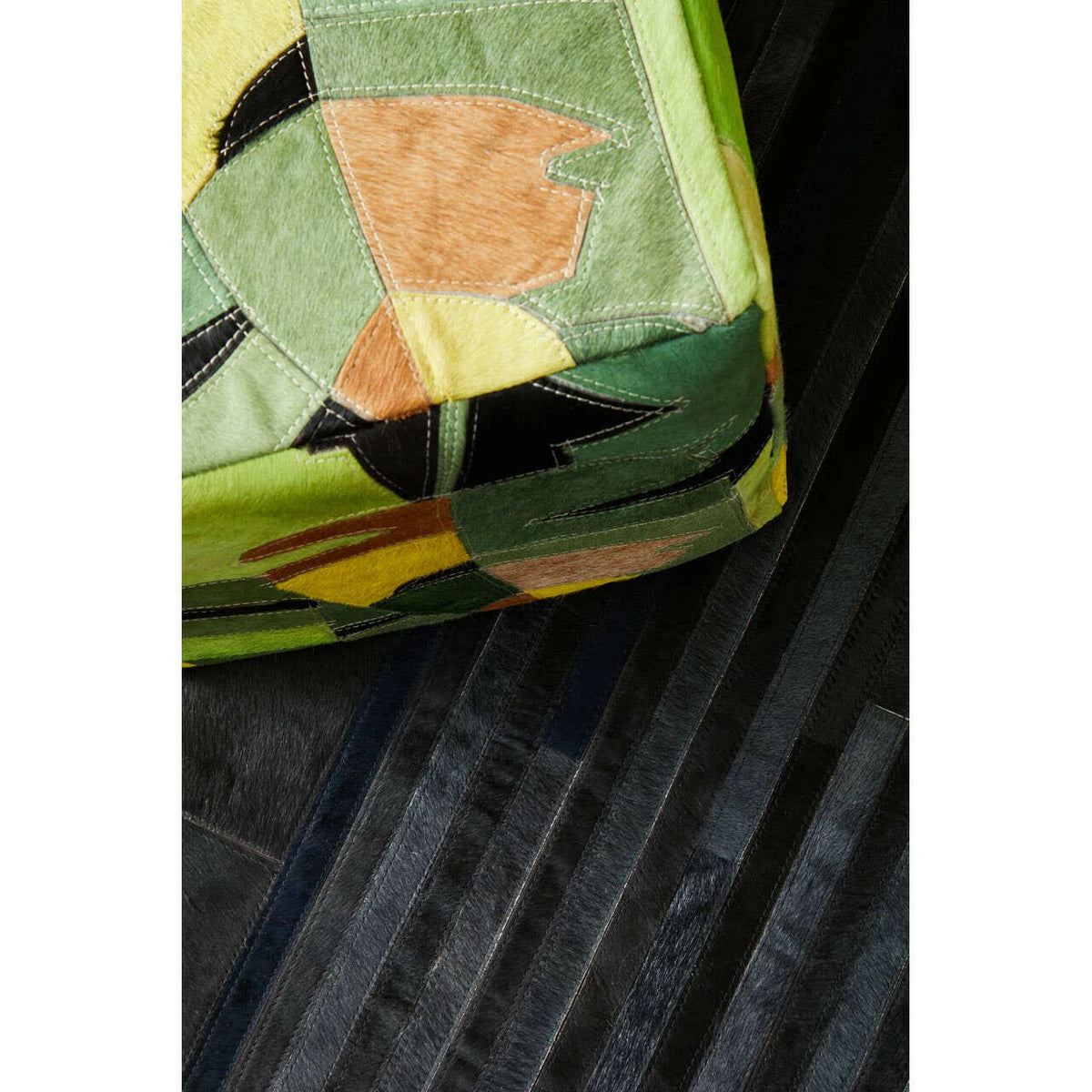 Safira Botanical Leather Pouffee.