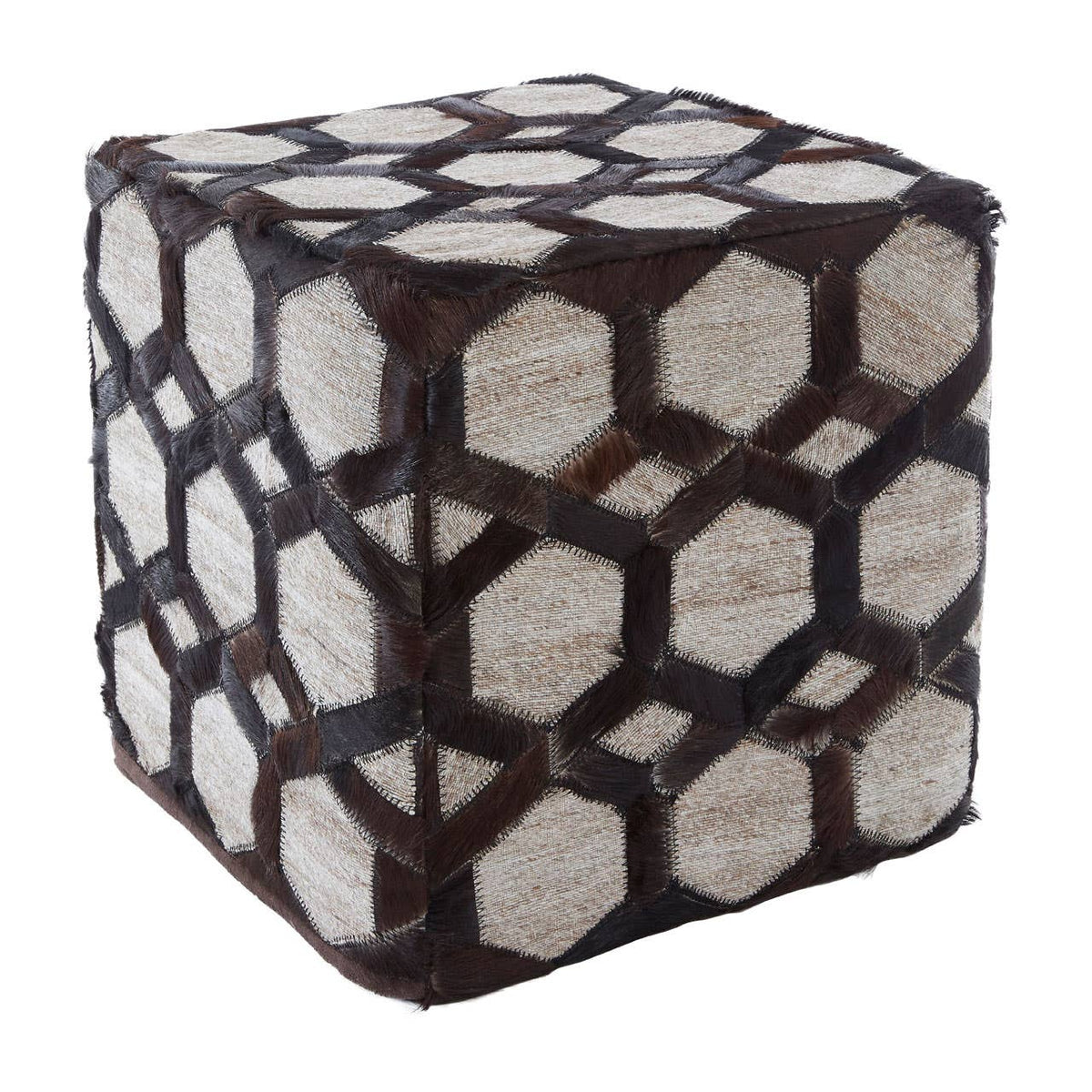 Safira Genuine Grey Leather Pouffe.