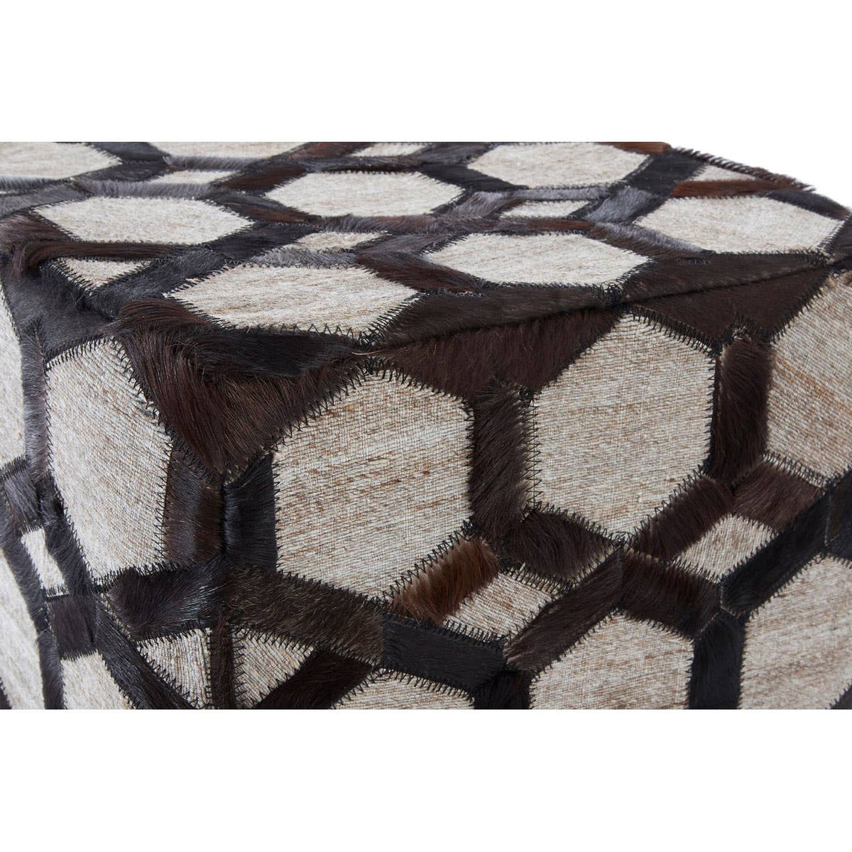 Safira Genuine Grey Leather Pouffe.