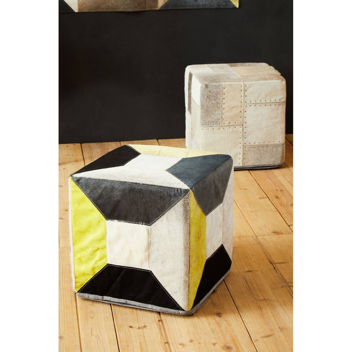 Safira Grey Pouffe.