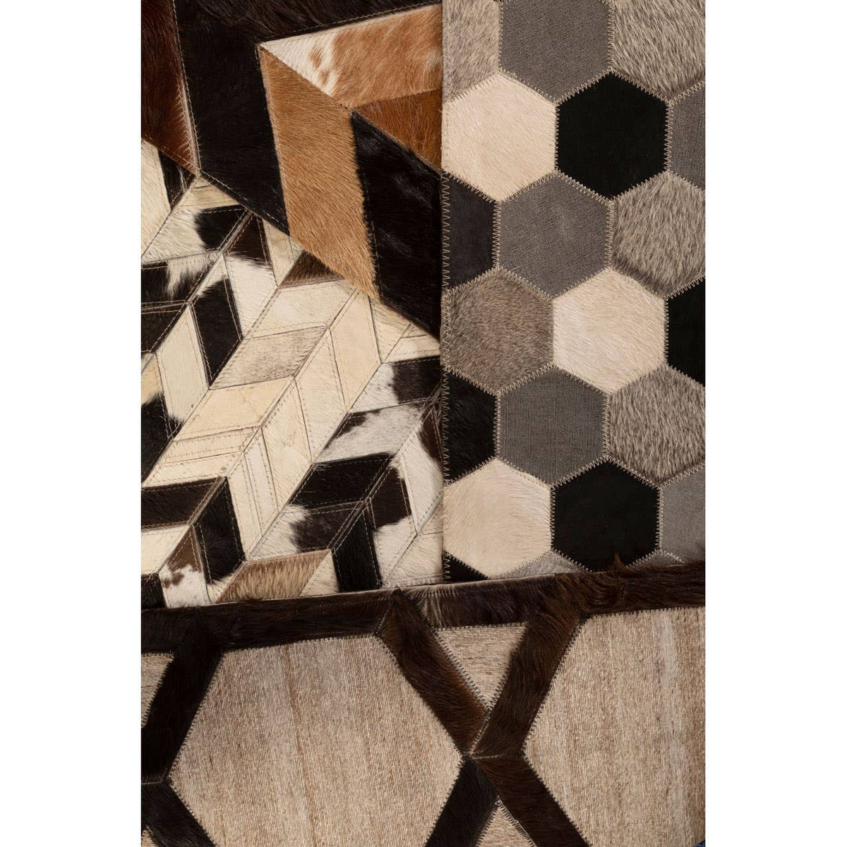 Safira Large Black Patchwork Rug.