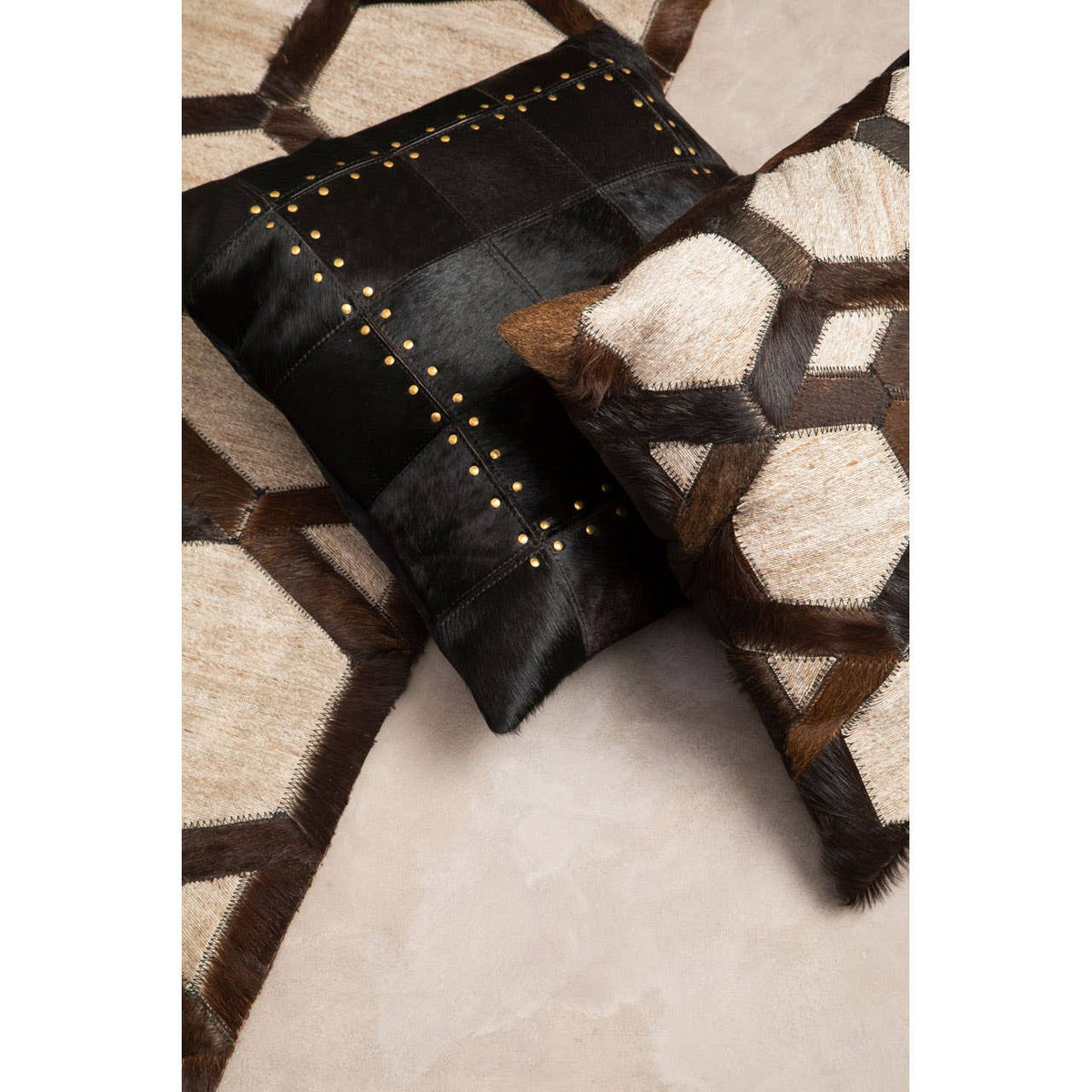 Safira Large Black Patchwork Rug.