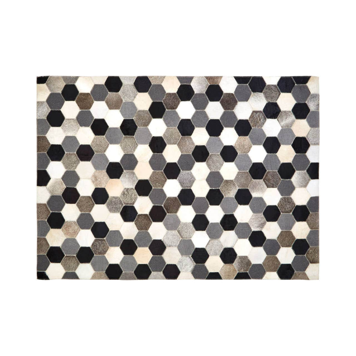 Safira Large Black/White/Grey Patchwork Rug.