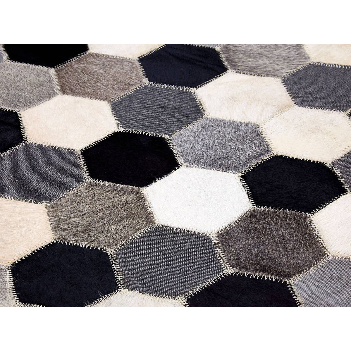 Safira Large Black/White/Grey Patchwork Rug.