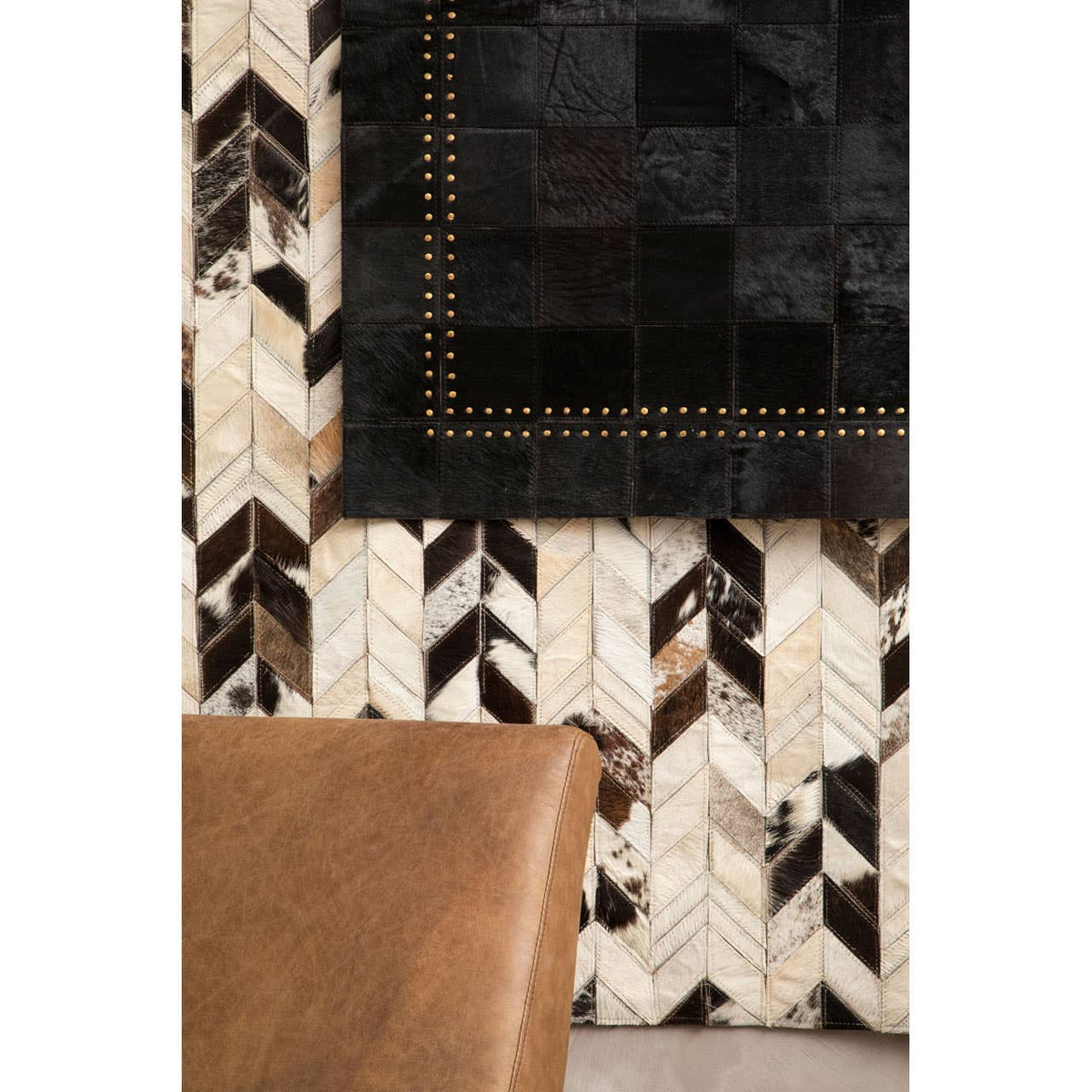 Safira Large Black / White Patchwork Rug.