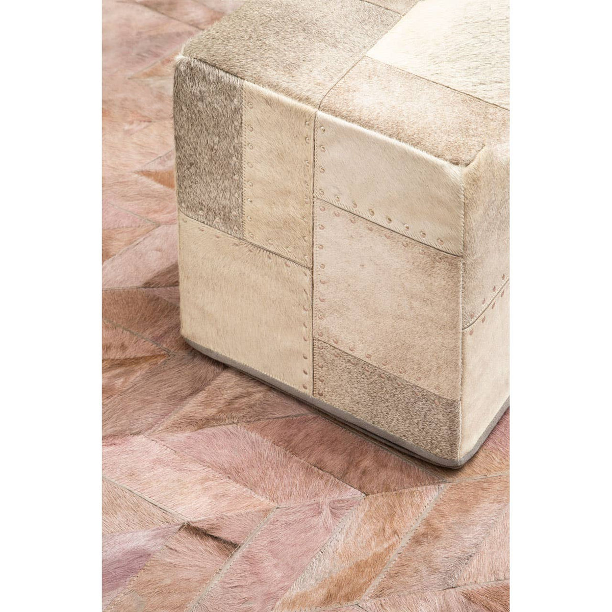 Safira Light Grey Patchwork Rug.