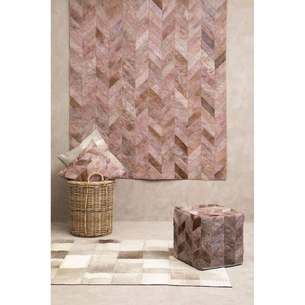 Safira Light Grey Patchwork Rug.