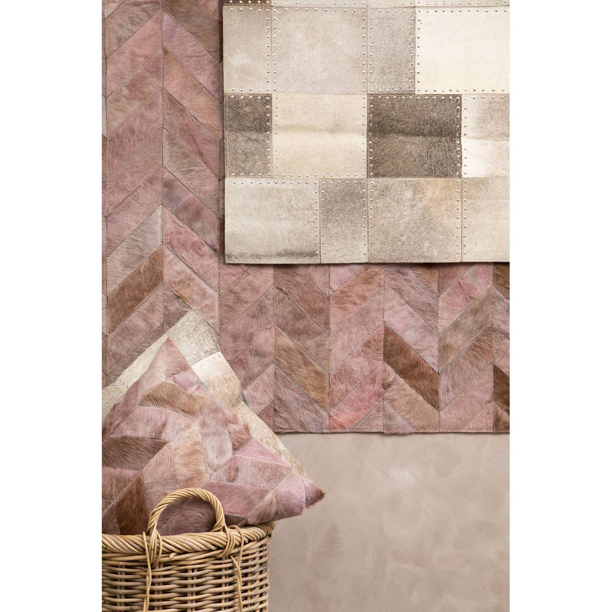 Safira Light Grey Patchwork Rug.